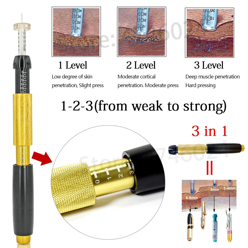 3 in 1 Handheld Injection Gun For Lose Weight Lipolysis Anti Wrinkle Hyaluronic Pen 0.5ml 3 Gear Hyaluronique Pen