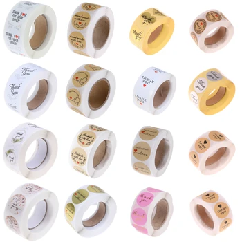 

500Pcs/roll Handmade With Love/Thank You Sticker For Seal Label Scrapbooking Christmas Stickers Decoration Sticker Stationery