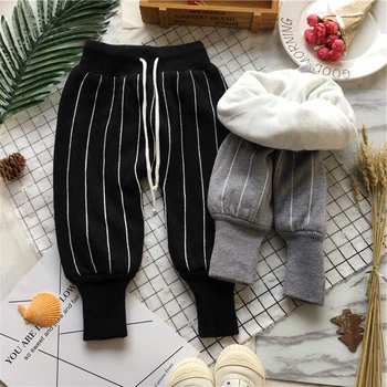 

Tonytaobaby Winter Wear New Boys and Girls Thick Plush Knitted Pants Two Color Harem Pants
