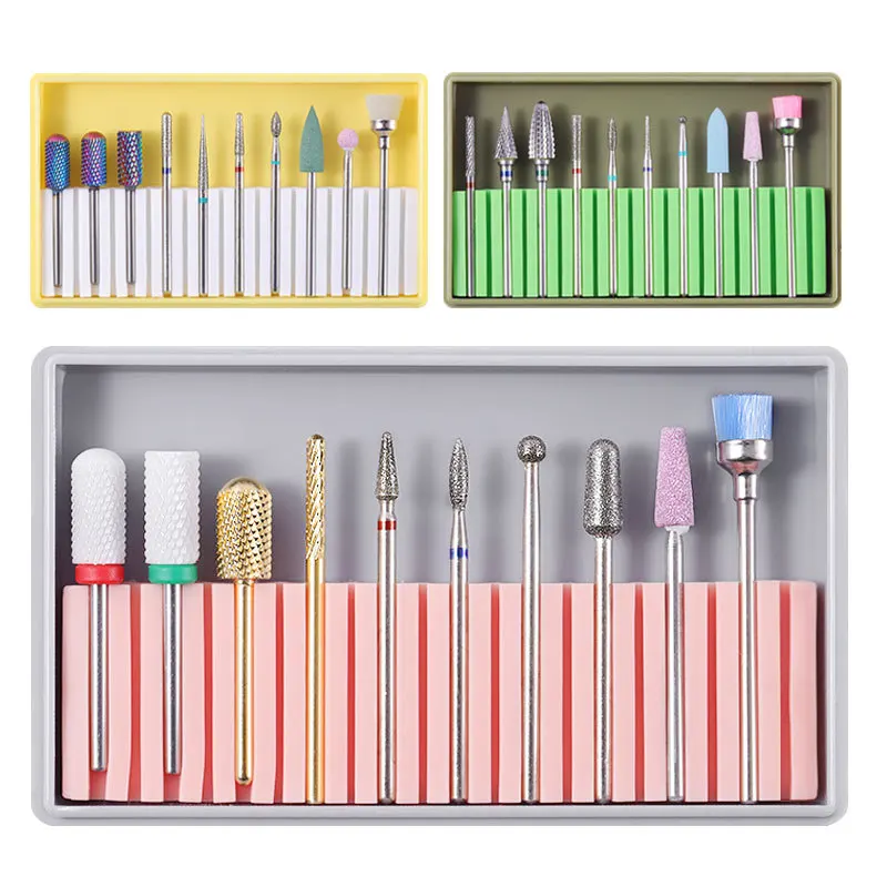 

10 pieces/set Nail Drill Bit Tungsten Steel Nail Grinding Head Nail Polishing Tool Grinding Polishing Head Set
