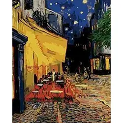 Vibrant DIY Van Gogh Starry Sky Acrylic Wall Art Kit - 50x65cm Diy Frame (Brown)