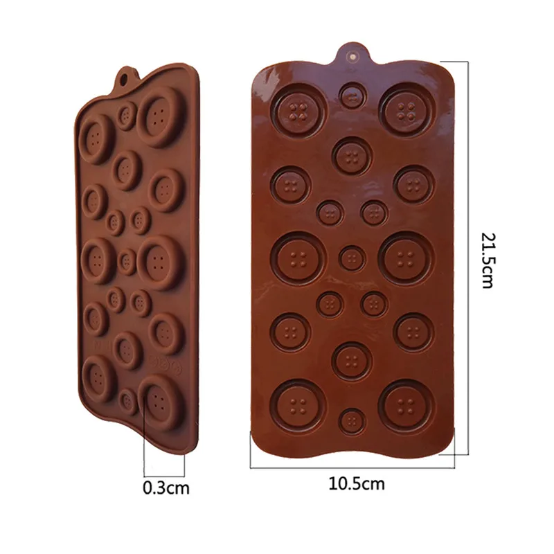 12 полости, антипригарные силиконовые формы для шоколада, 3d квадратные формы для выпечки, формы для выпечки, инструмент для выпечки, форма для торта, декоративные формы для вафельных форм - Цвет: 1 Pc Button