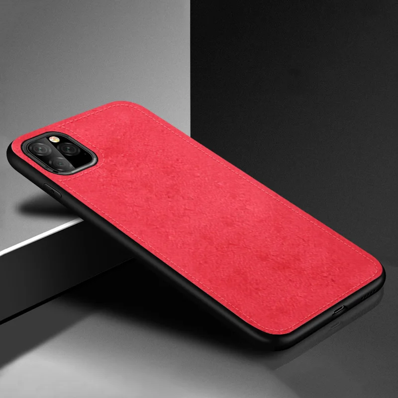 red IIOZO Магнитный тканевый чехол для iPhone 11 Pro Max ультра-тонкий тканевый текстурный Мягкий силиконовый чехол для телефона s - Цвет: red