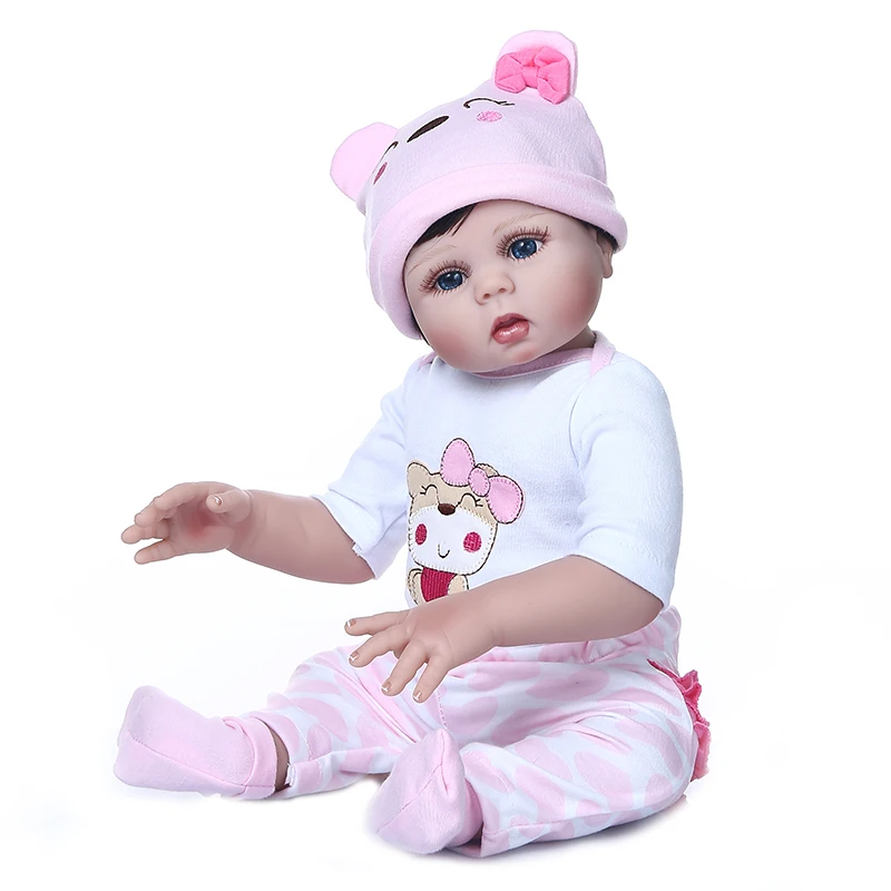 NPK 48 см полное тело мягкая силиконовая кукла для маленьких девочек reborn в розовом платье гибкий очень мягкий сенсорный милый подарок для новорожденных