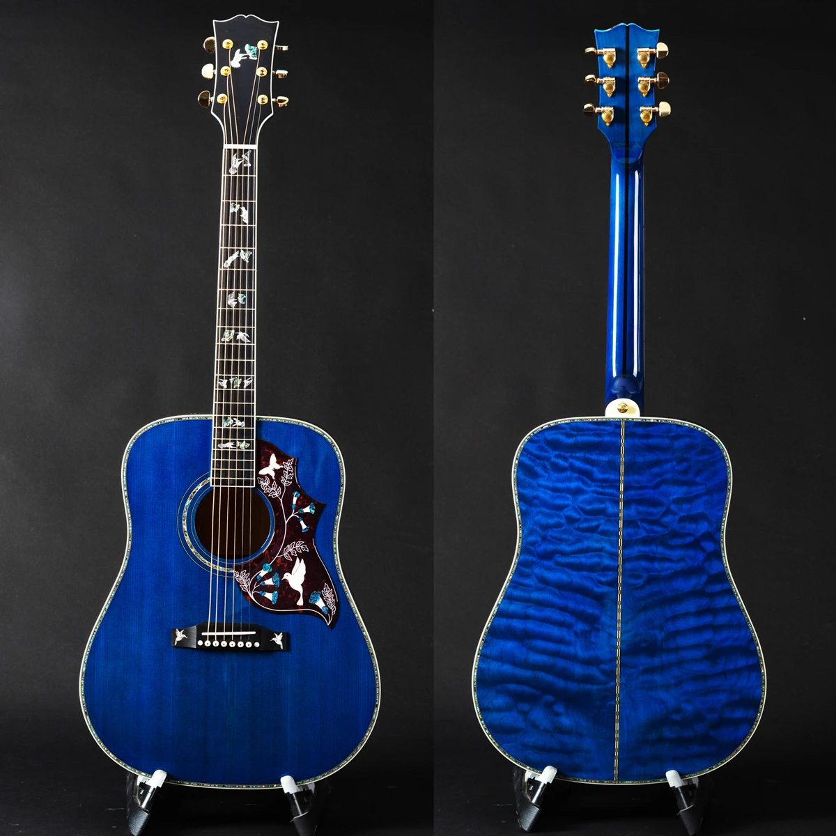 solid wood 41 inch quilted maple Deluxe blue color acoustic guitars