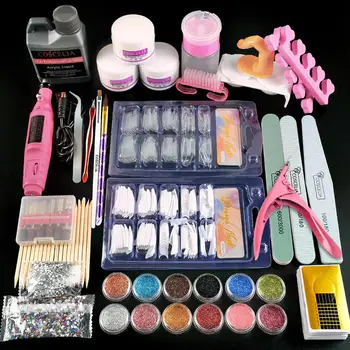 

COSCELIA US Warehouse Acrylic Powder Set Nail Tips All For Manicure Tools Brush Nail Kit Professional Set For Nails