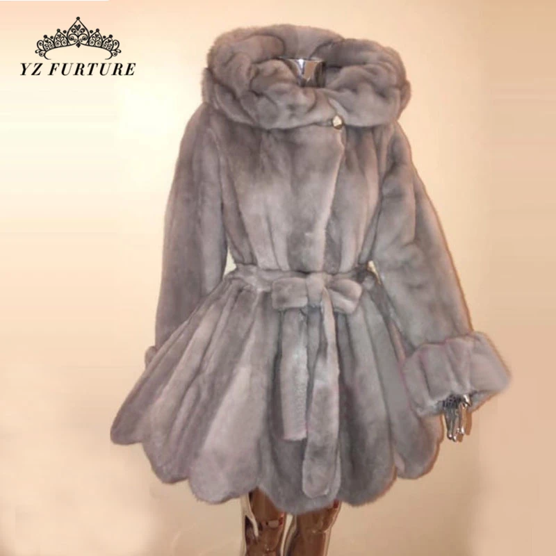 

Women 2020 Hood Winter Real Mink Fur Coat Long Natural Fur Mink Coats And Jacket Female Warm Soft Vintage Clothes Plus Size