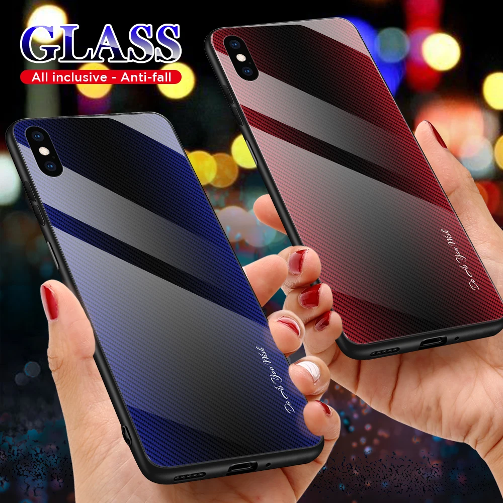 

Tempered Glass Phone Case For iPhone 7 8 Plus 6 S 6S X XS Max XR 11 Pro Cases Luxury Gradient Color Coque Protective Back Cover