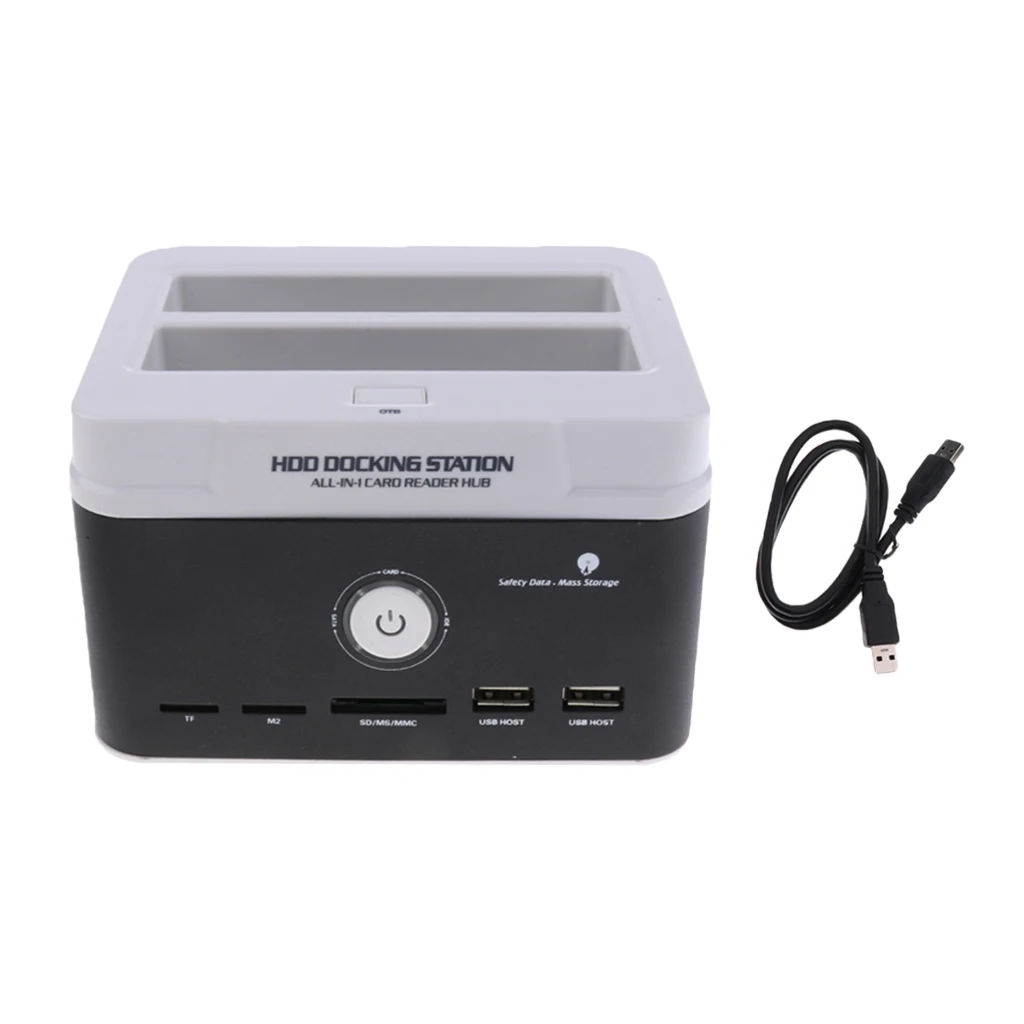 DC12V Dual-Bay USB 3.0 SATA Hard Drive Docking Base Station Card Reader New