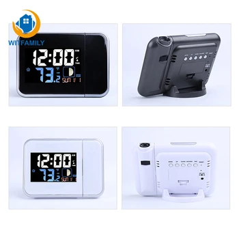 

Bedroom Living Room Luminous Quietly Clock Modern Style Digital Projection Alarm Clock Simple Bedside Calendar Electronic Watch