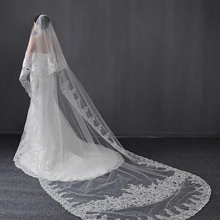 2 яруса Кружева блесток свадебная фата Фата невесты Кружева Блестящие Свадебные фаты для невест на заказ