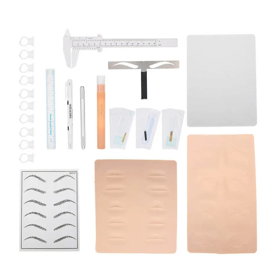 

New Complete Microblading Tattoo Practice Tools Kit for Eyebrow Lenses Line Lips Tattoo