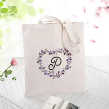 Художественная Парусиновая Сумка-тоут с принтом алфавита P-T, изготовленный на заказ логотип, ручная сумка, экологическая многоразовая сумка для покупок из переработанного материала для женщин