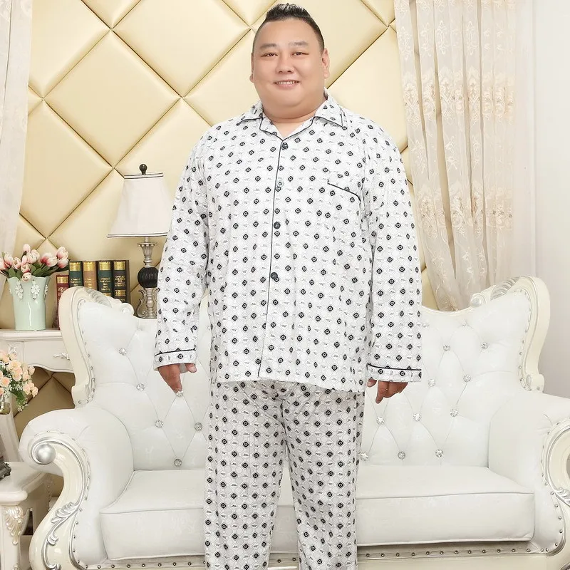 Plus Size 100% Cotton Stripe Men Pajamas Sets Plaid Spring Long Sleeves Pants Mens Pijama Sets Sleepwear Home Suit Nightwear Set