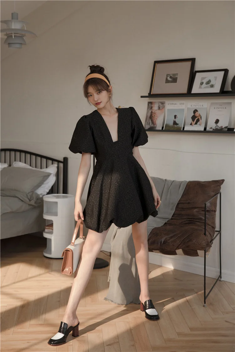 LANMREM Women Casual Black Design Puffy 