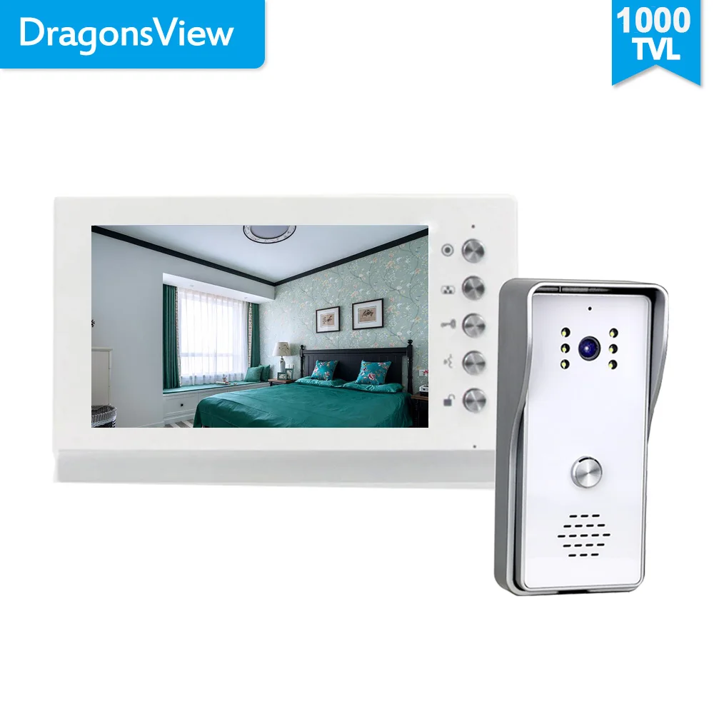 Gran venta Dragonsview-sistema de intercomunicación con cable para puerta, timbre de puerta con vídeo, cámara de 7 pulgadas, modo Dual de llamada, monitoreo de puerta, desbloqueo, 1000TVL Zn7mzGqLnMD