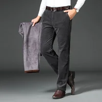 Winter Men's Thick Warm Corduroy Casual Pants Business Fashion Classic Style Fitted Version Fleece Trousers Male Brand Clothing 2