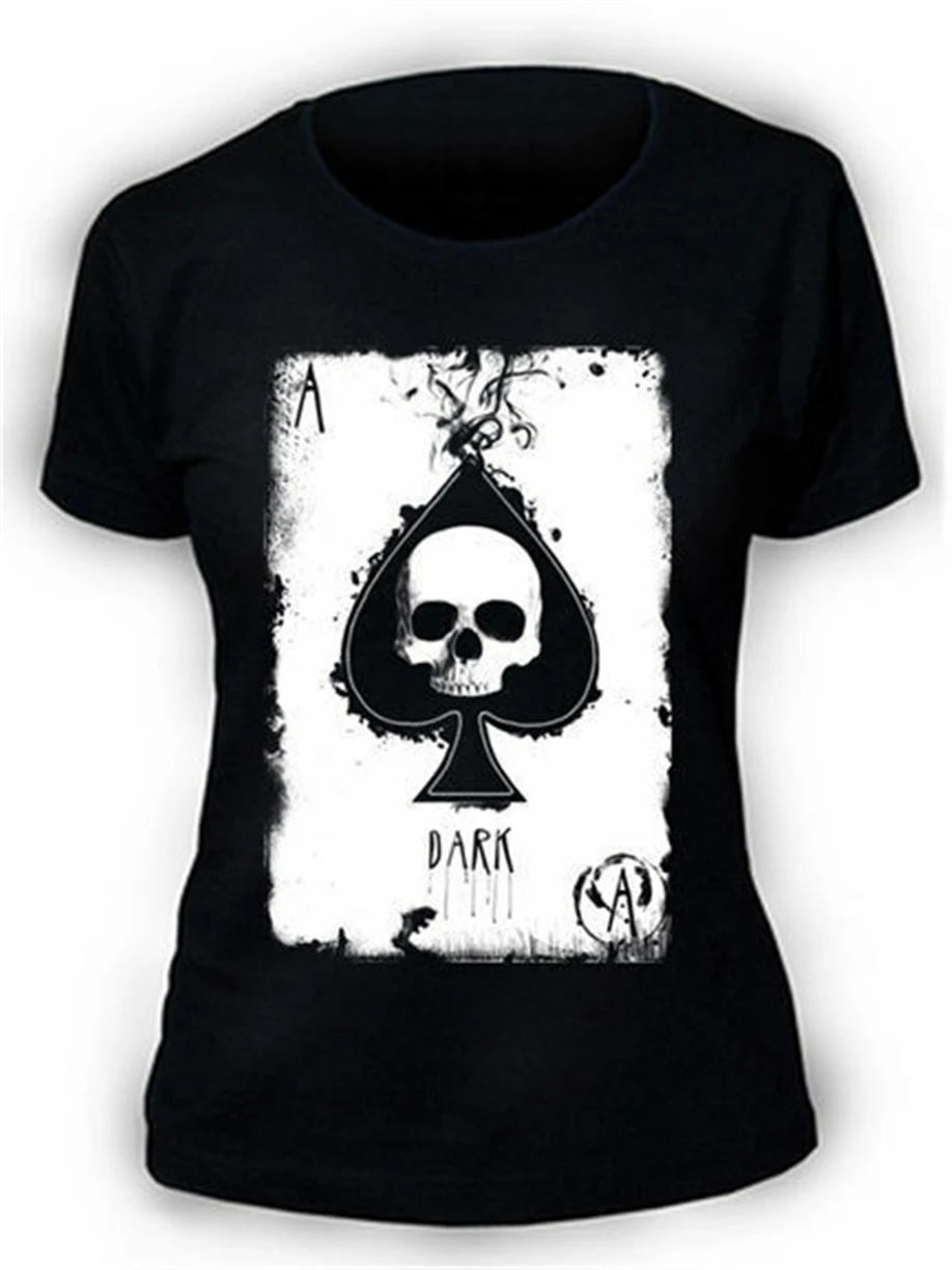 Ace Of Spades Skull Футболка с принтом в стиле рок гот Панк Байкерская Женская
