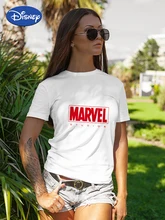 

Marvel Sign t Shirt Women Disney High Street Comfy Clothes O-Neck 2021 Oversized Harajuku Fashion European Short Sleeve Edgy