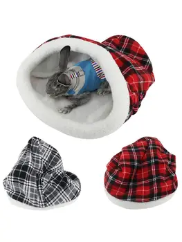 

Christmas Hat Pet Nest Lambskin Warm Bed Cat Play Tunnel Cat Dog Rabbit Warm Sleeping Bag Pet Comfortable Nest Sleeping Bed New