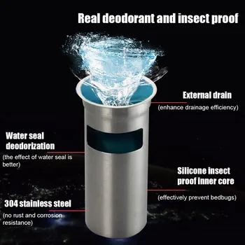 

Bathroom Floor Drain Core Deep Water Seal Durable Deodorant Anti-blocking Bar Stainless Steel Rustproof Hotel Bathroom Supplies