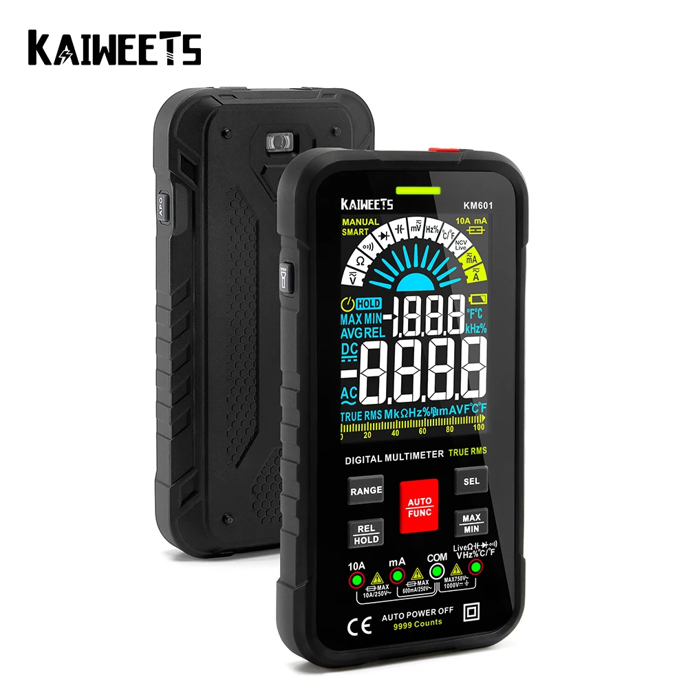 Digital Multimeter Smart Multimeter 9999 Counts TRUE RMS Digital Smart Auto Range 1000V 10A Tester Meter Ohm Hz Capacitance REL True RMS AC DC DMM