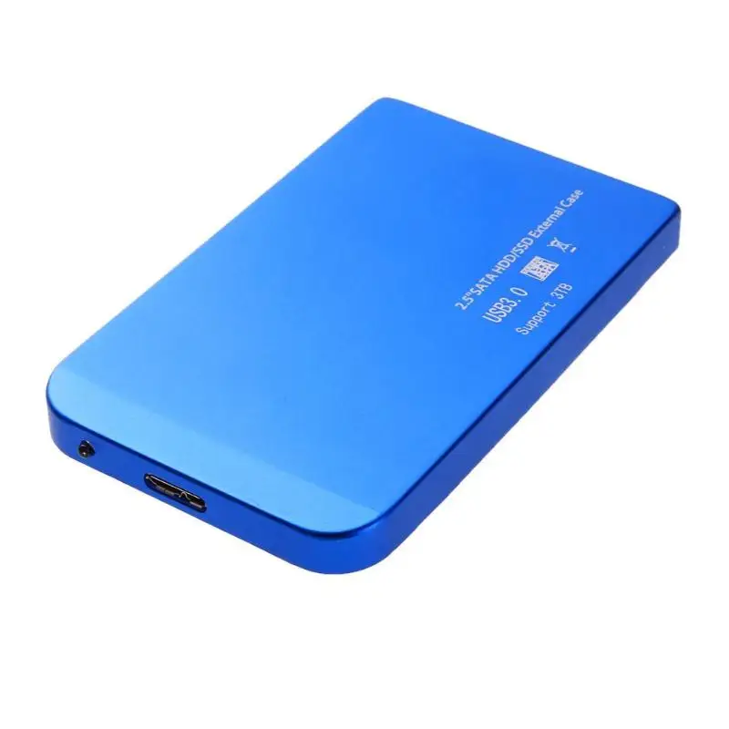 USB3.0 жесткий диск 2,5 дюймов последовательный порт SATA SSD механический диск поддержка 3 ТБ алюминиевый сплав Мобильный Внешний HDD чехол синий черный - Цвет: Синий
