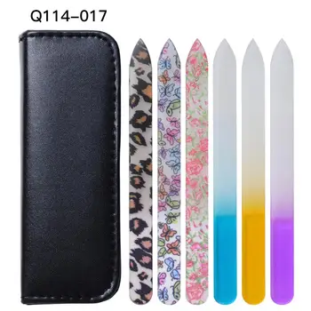 

Nail File Polishing Strip Leather Case 7pcs Manicure Tool Set Glass File Home Creative Cleaning Caring Sharpener Nail File Set