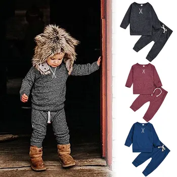 

Newborn Baby Kids Boy Girl Clothes Set Jumpsuit Romper Pants Leggings Set Pure Color Autumn Winter Warm Outfit Set