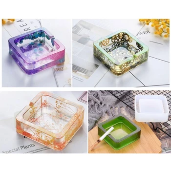 

1 Set Crystal Epoxy Plant Pot Pen Candle Soap Holder Resin Mold Coaster Ashtray Casting Silicone Mould DIY Crafts Making Tools