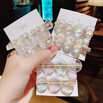

Fashion Cute Heart Geometric Barrettes Transparent Barrettes Sweet Hair Clips Hairpins Headband Hair Accessories For Women