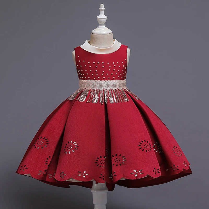 Новинка; детское платье-пачка принцессы с блестками и бисером для девочек; вечернее платье для дня рождения; костюмы для девочек; Рождественская детская одежда