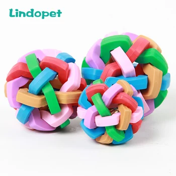 

Cute Pet Dog Toys Interactive Ball Toy Cat Toy with Small Bell Rainbow Pets Chewing Playing Fetching Nice Ba