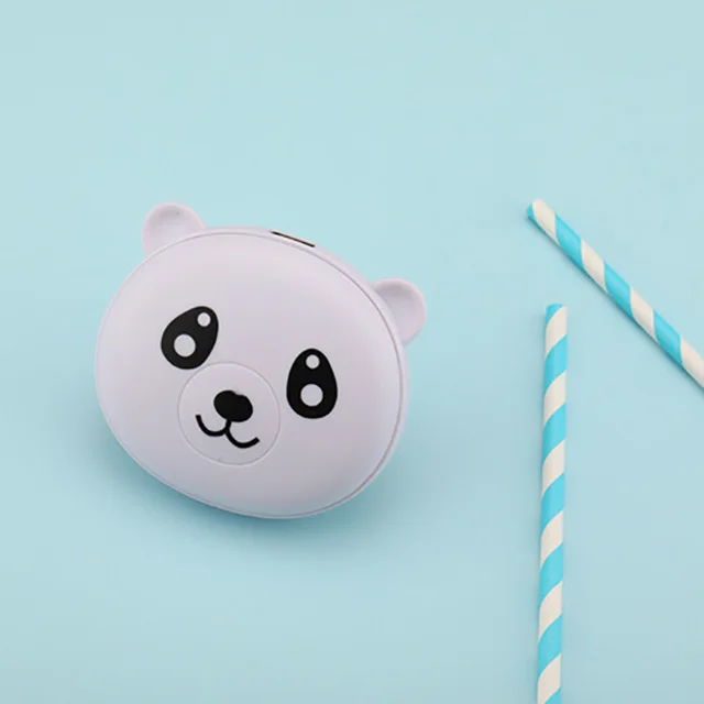Слоновая кость Зимний портативный USB грелка для рук мультяшный медведь перезаряжаемый мобильный Мощный мини-грелка для рук двухсторонний быстрый нагрев 4000 мАч - Цвет: Слоновая кость