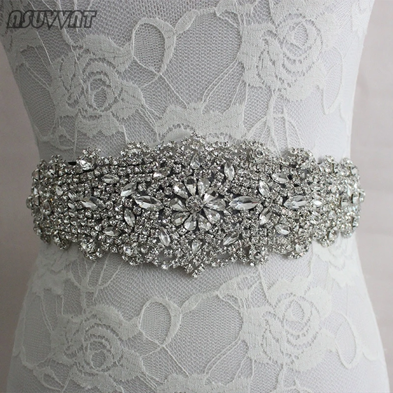 Bride Bridesmaid Crystal Flowers Wedding Sash Belt Rhinestone Waistband Satin Belts Cummerbund For Women Party Soiree Dress