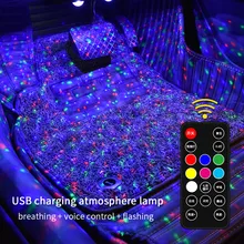 

Wireless Car LED Interior Lights USB Charging Ambient Strip Lights Remote RGB Foot Light Magnet adsorption Auto Atmosphere Lamps