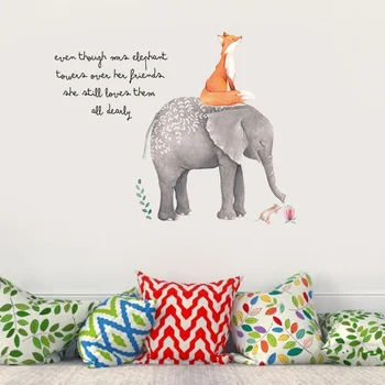 

1PC Peel and Stick Removable DIY Non-toxic Creative Big Elephant Fox and Mice Animals Wall Stickers Wall Art Decal