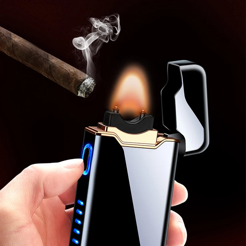 Super Flame Usb Lighter Finger Print Power Touch Big Fire Electronic Plasma Windproof Metal Lighters Boxs - Cigarette Accessories - AliExpress