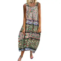 Богемное пляжное платье для женщин, плюс размер, сексуальное летнее платье без рукавов 2019, повседневное винтажное элегантное женское