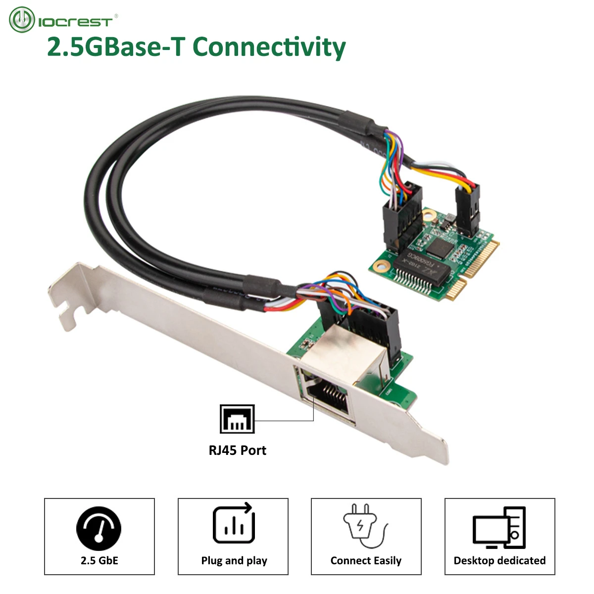 pc wifi adapter IOCREST 2.5GBase-T Gigabit Network Adapter with 1 Port 2500Mbps Mini PCIe 2.5gb Ethernet Card RJ45 LAN Controller Card wifi adapter for pc