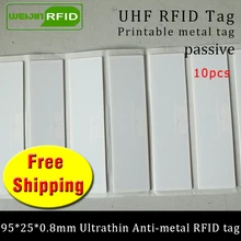 UHF RFID ультратонкий антиметаллический тег 915 м 868 м 10 шт. Основные средства 95*25*0,8 мм длинный диапазон ПЭТ Пассивная RFID Метка