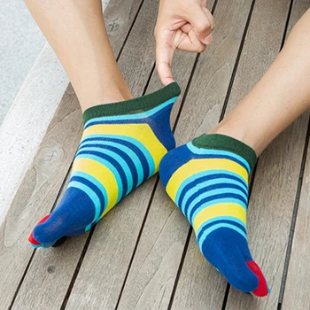 

Summer Men Socks Boys Cotton Finger Breathable Stripe Five Toe Socks Pure Sock Ideal for Five Finger Toe Shoes