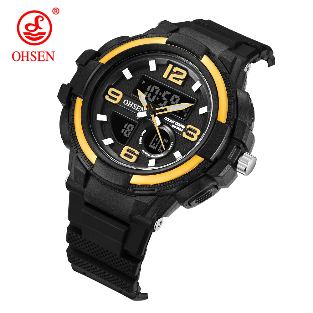 OHSEN мужские часы золотые цифровые светодиодные спортивные наручные Мужские