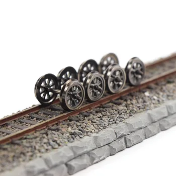 HP1487 12pcs Model Trains HO Scale 1:87 38'' Metal Spoked DC Wheels