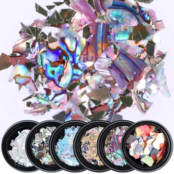 

1 Box 3D Irregular Seashell Slices Nail Sequins AB Color Flakes Holographics Glitter Nail Art Decorations for Nail Art Manicures