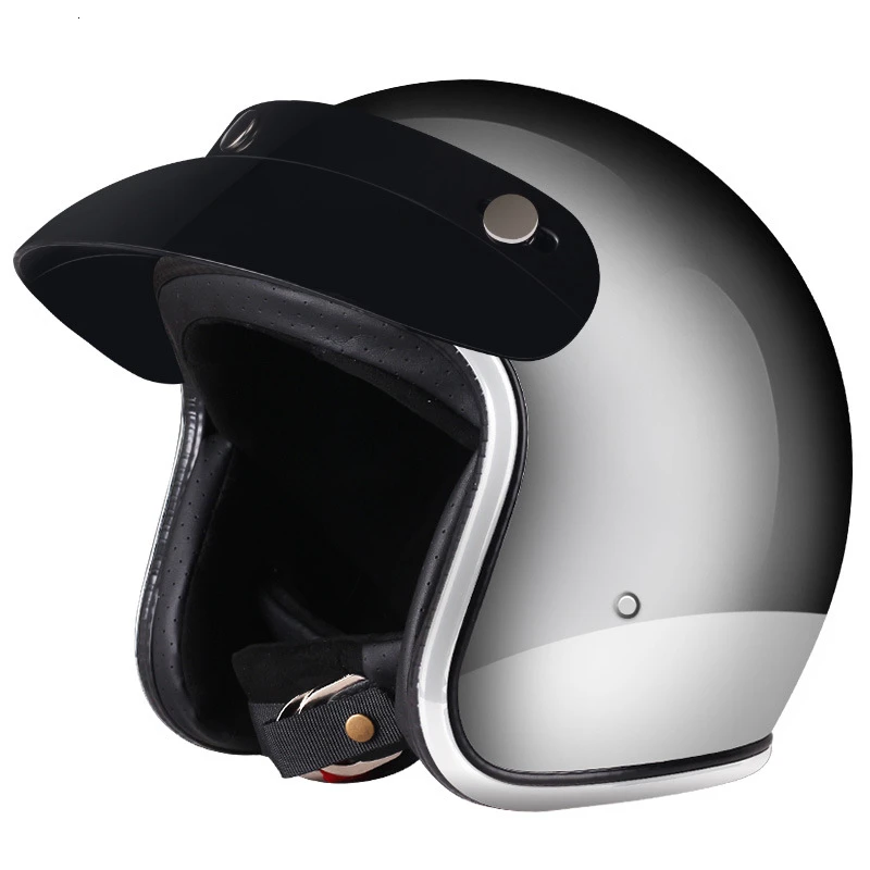 Vintage motorcycle helmet jet capacetes de motociclista sliver chrome vespa cascos  para moto cafe racer mirror|Helmets| - AliExpress