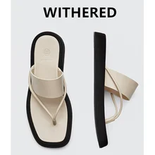 

Jenny&Dave Slippers Women England Vintage Fashion Thick Sole Soft Sheep Beach Flip Flops Slippers Women Shoes Woman Slides Shoes