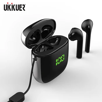 

UKKUER TWS Bluetooth 5.0 Earphones LED Display Mini Earbuds QI Wireless Charging Box Binaural HD Call Earbuds IPX5 Waterproof
