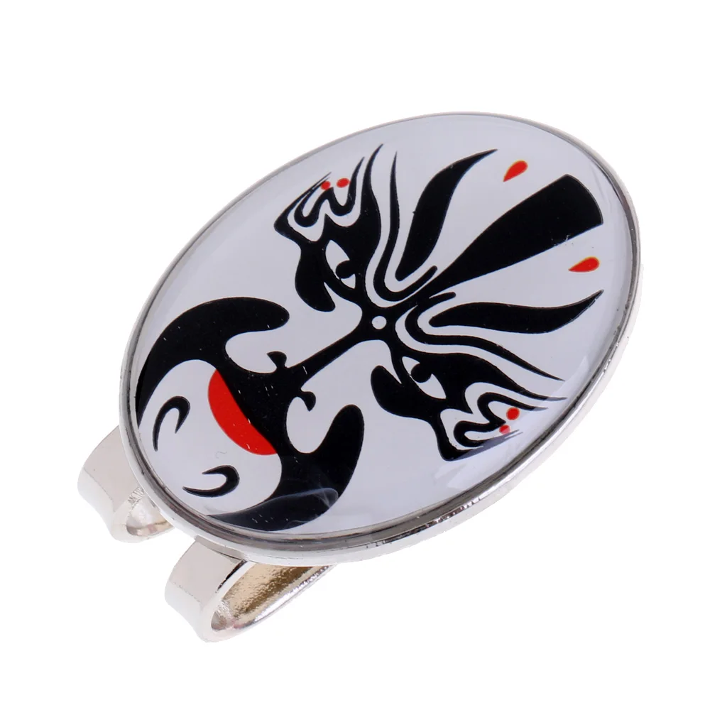 Peking Opera Mask Alloy Golf Ball Marker with Magnetic Hat Clip Golfer Gift Golf Accessories  - 4 Colors