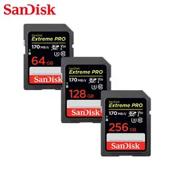 Двойной Флеш-накопитель SanDisk Ultra разъем для SD карты со шлейфом 32 Гб 95 м/с SDHC 64 Гб 128 256 170 МБ/с. SDXC Class10 слот для карт памяти C10 USH-1 Поддержка для